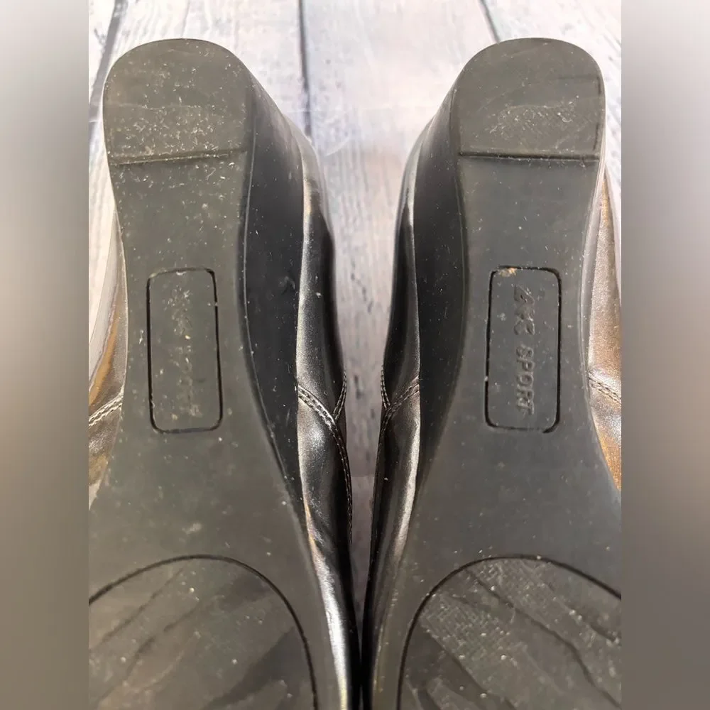 Anne Klein AK7 Stefania Classic Gray Patent Leather Wedge Ballet Shoe Size 8